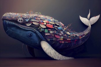 Picture of colorful whale ,Generative AI illustration