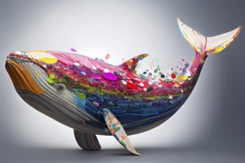 Picture of colorful whale ,Generative AI illustration