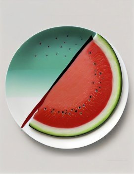 Minimalistic watermellon image, Poster illustration. Generative AI.