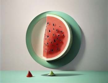 Surreal image of watermellon image, Poster illustration. Generative AI.