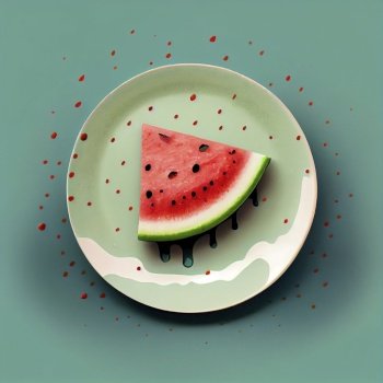 Surreal image of watermellon image, Poster illustration. Generative AI.