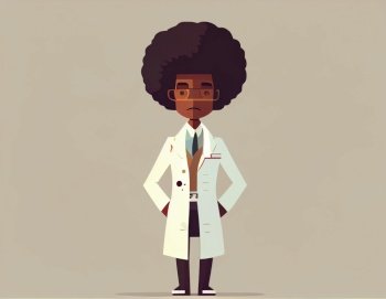 Illustration of cute afro-american doctor, Generative AI.