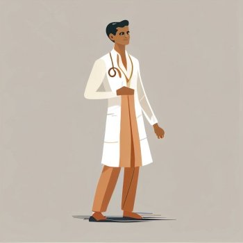 Illustration of cute doctor, Generative AI.