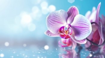 Natural orchid flower background. Illustration Generative AI
