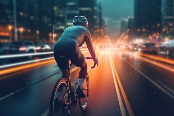Sportsman rides a bicycle, Illustration Generative AI

