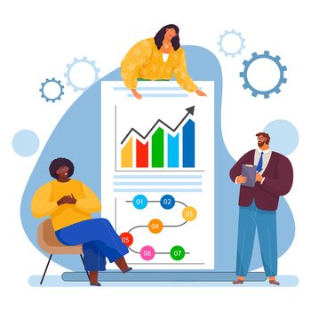 Business people marketing team analyze graph and chart. Data analytics, statistic to analysis, business graph dashboard, marketing research, diagram for optimization, big data and information concept. Business people marketing team analyze graph and chart. Data analytics, statistic to analysis