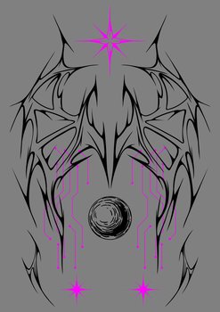 Cyber sigilism poster. Neo tribal gothic style shape. Form with sharp spikes.. Cyber sigilism poster. Neo tribal gothic style shape.