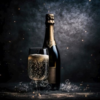 Glass with Champagne. Illustration AI Generative