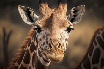 Giraffe Portrait. Illustration AI Generative