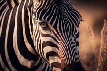 Zebra Portrait. Illustration Generative AI
 