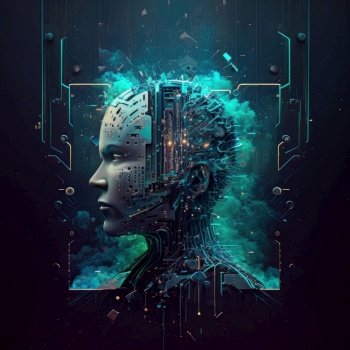 Robot Face. Illustration Generative AI