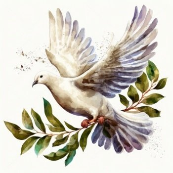 Watercolor Dove Peace Symbol. Illustration Generative AI
