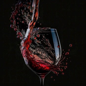 Glass with Red Wine. Illustration Generative AI