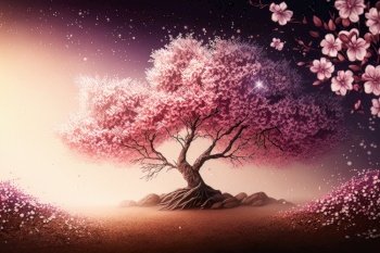 Spring Beauliful Cherry Blossom Background Illustration Generative AI 