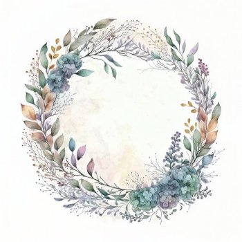 Watercolor Natural Frame with Cute Flowers for Wedding Card. Illustration Generative AI 