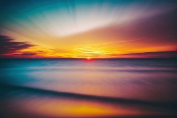 Colorful sunset sky and ocean nature background. Illustration Generative AI 