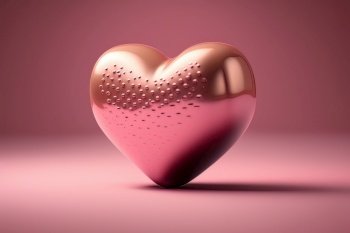 little Pink heart on pink background for Valentines Day. Illustration Generative AI 