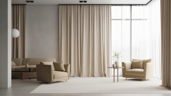 Modern living room interior design. Illustration Generative AI

