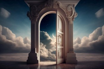 Door to Heaven. Illustration Generative AI
