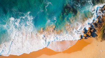 Beach drone view. Illustration Generative AI
