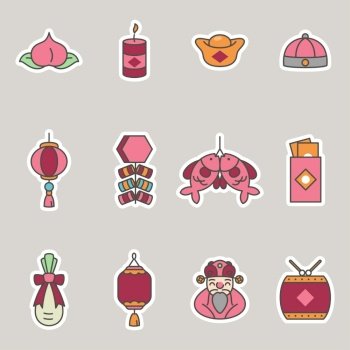 A vector illustration of Chinese New Year Icons Set