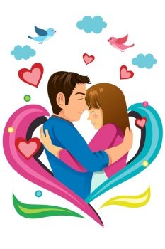 A vector illustration of Happy Valentine Day Concept Couple
