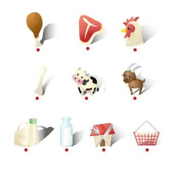 A vector illustration of Dairy Farms Icons