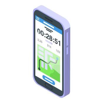 Smartphone tracking icon isometric vector. Runner app. Fitness sport. Smartphone tracking icon isometric vector. Runner app
