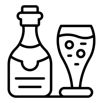 Wedding champagne bottle icon outline vector. Event service. Ceremony party. Wedding champagne bottle icon outline vector. Event service