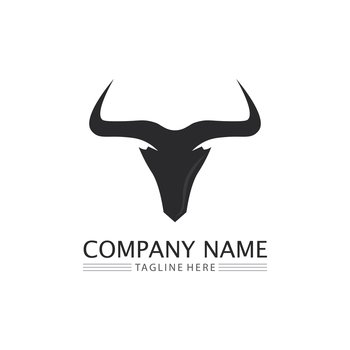  bull logo and cow  horn badges logo icon vector