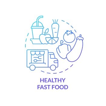 Healthy fast food blue gradient concept icon. Takeout dishes. In demand small business idea abstract idea thin line illustration. Isolated outline drawing. Myriad Pro-Bold font used
. Healthy fast food blue gradient concept icon