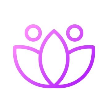 Lotus pixel perfect gradient linear ui icon. Meditation sign. Inner calmness and tranquility. Line color user interface symbol. Modern style pictogram. Vector isolated outline illustration. Lotus pixel perfect gradient linear ui icon
