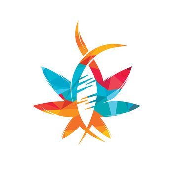 Cannabis and DNA vector logo design. Cannabis biotech DNA logo.	