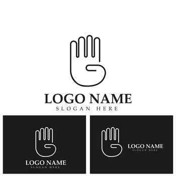 four finger hand gesture logo vector icon