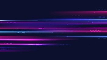 Abstract technology digital futuristic concept  blue and pink neon colors lighting effect motion decoration geometric shapes elements on dark background. Vector illustration