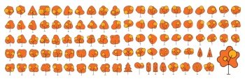 Set of autumn Tree icons. Premium pack of signs in trendy style. perfect objects for UI. apps and web. Creative Forest Icon Collection
