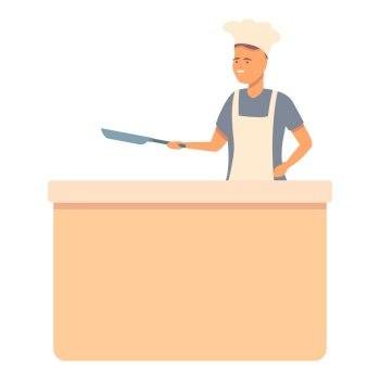 Food chef icon cartoon vector. Cook class. Home video. Food chef icon cartoon vector. Cook class