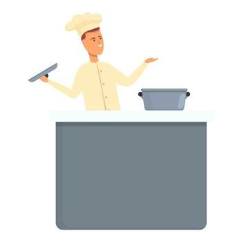 Cook webinar icon cartoon vector. Online cooking. Food chef. Cook webinar icon cartoon vector. Online cooking