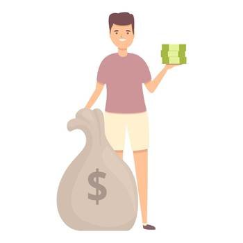 Money bag icon cartoon vector. Save finance. Bank future. Money bag icon cartoon vector. Save finance