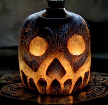 carved Halloween pumpkin decoration at night