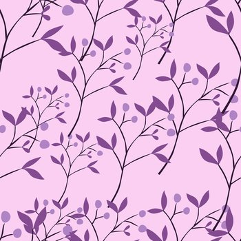 Hand drawn berry elements with leaves seamless pattern. Doodle botanical plants wallpape. Great for fabric design, textile print, wrapping, cover. Vector illustration. Hand drawn berry elements with leaves seamless pattern. Doodle botanical plants wallpape.