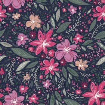 Daisy flower and wildflowers in blossom, blooming and flourishing of decorative botany. Spring and summer trendy texture or textile. Wallpaper or background, seamless pattern. Vector in flat style. Flowers in blossom, flourishing plants daisies