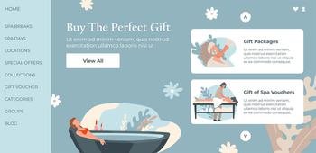 Perfect gift for relaxation and rest, spa salon treatment and beauty procedures for skin health. Cosmetics and massage, pampering body. Website landing page site template, vector in flat style. Buy perfect gift, spa salon procedures treatment