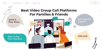 Group call platforms for friends and families, best applications and websites for office team. Support and free trial, quick and easy setup for all. Remote talking online. Vector in flat style. Best video group call platform for friends vector