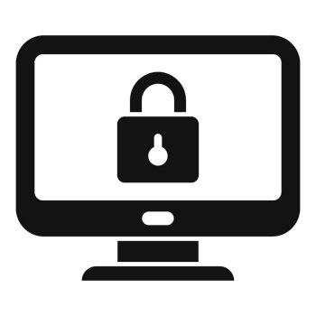 Monitor safe icon simple vector. Data privacy. Secure policy. Monitor safe icon simple vector. Data privacy
