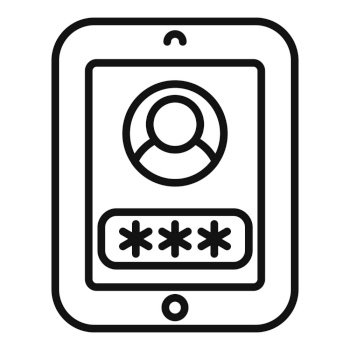 Tablet password icon outline vector. Data privacy. Personal safe. Tablet password icon outline vector. Data privacy