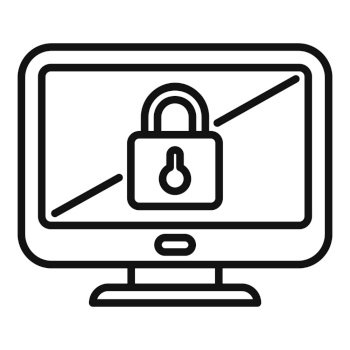 Monitor safe icon outline vector. Data privacy. Secure policy. Monitor safe icon outline vector. Data privacy
