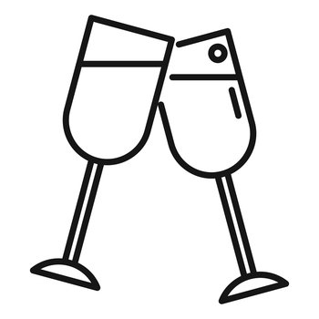 Wine cheers icon outline vector. Drink hand. Glass toast. Wine cheers icon outline vector. Drink hand