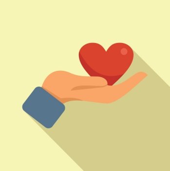 Take care of heart icon flat vector. Heart help. Love life. Take care of heart icon flat vector. Heart help