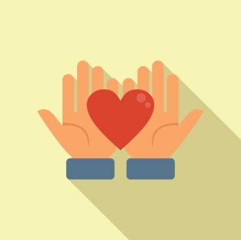 Keep care icon flat vector. Donate help. Heart gift. Keep care icon flat vector. Donate help